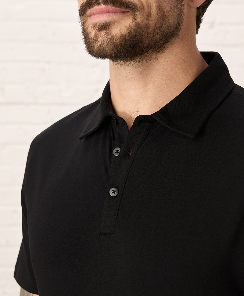 Men's Organic Luxe Essential Slim Polo, Black