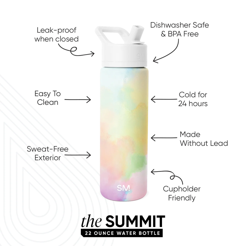 Summit Pattern Water Bottle with Straw Lid, 22oz
