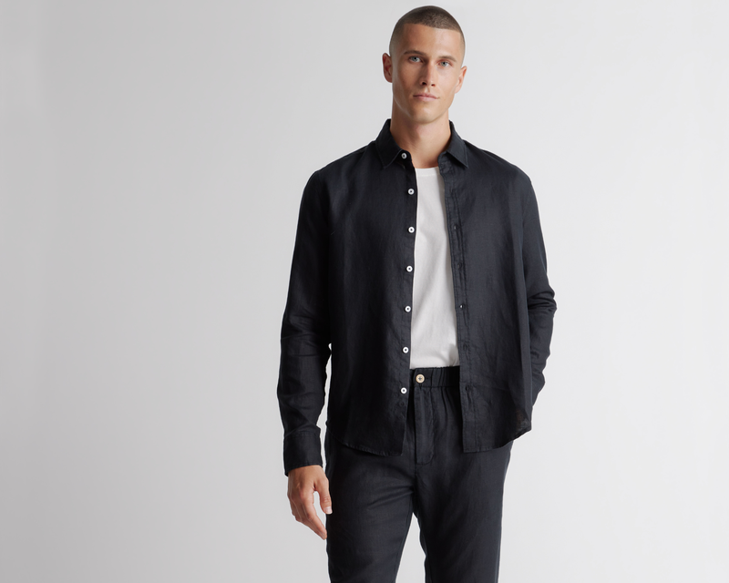 100% European Linen Relaxed Long Sleeve Shirt