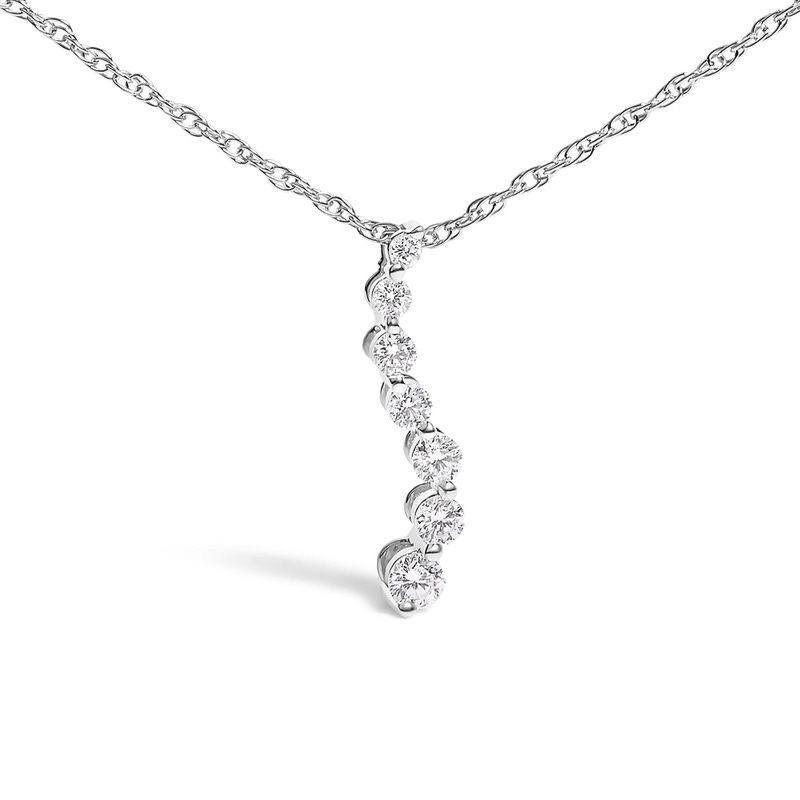 Sterling Silver Lab Grown Diamond Journey Pendant Necklace