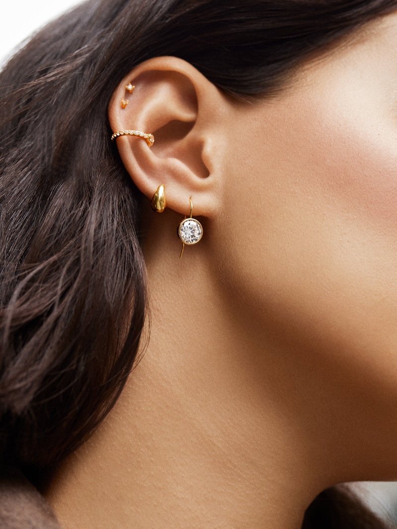 Fallon 18K Gold Bezel Earrings