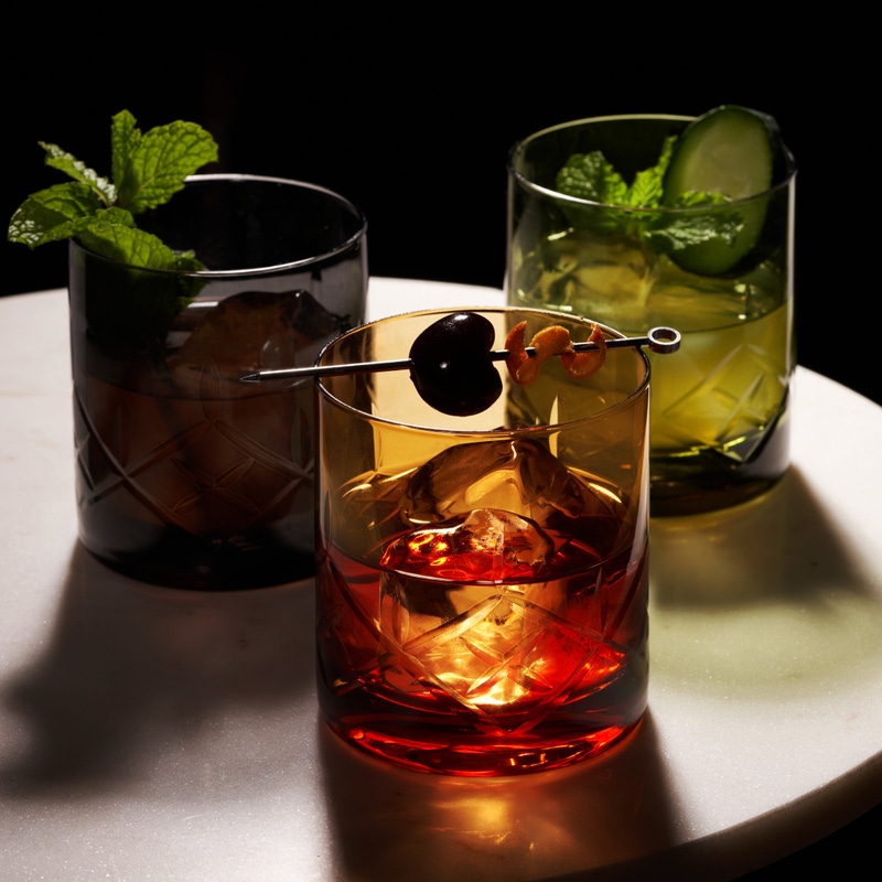 Admiral Colorful Crystal Rocks Glasses, Set of 2