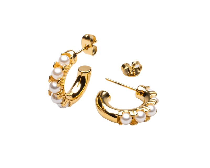 Mini Pearl Huggies Earrings