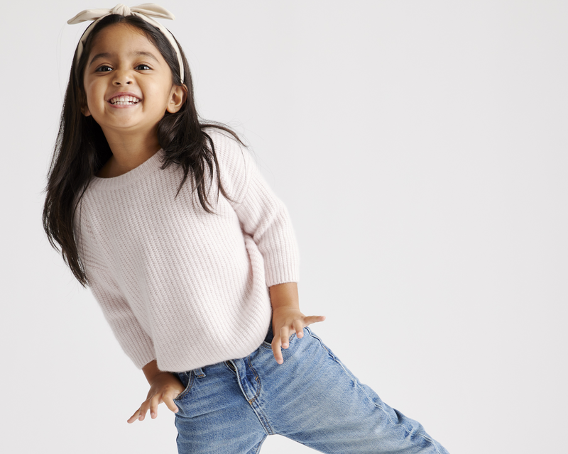 Toddler Washable Cashmere Fisherman Tunic Sweater