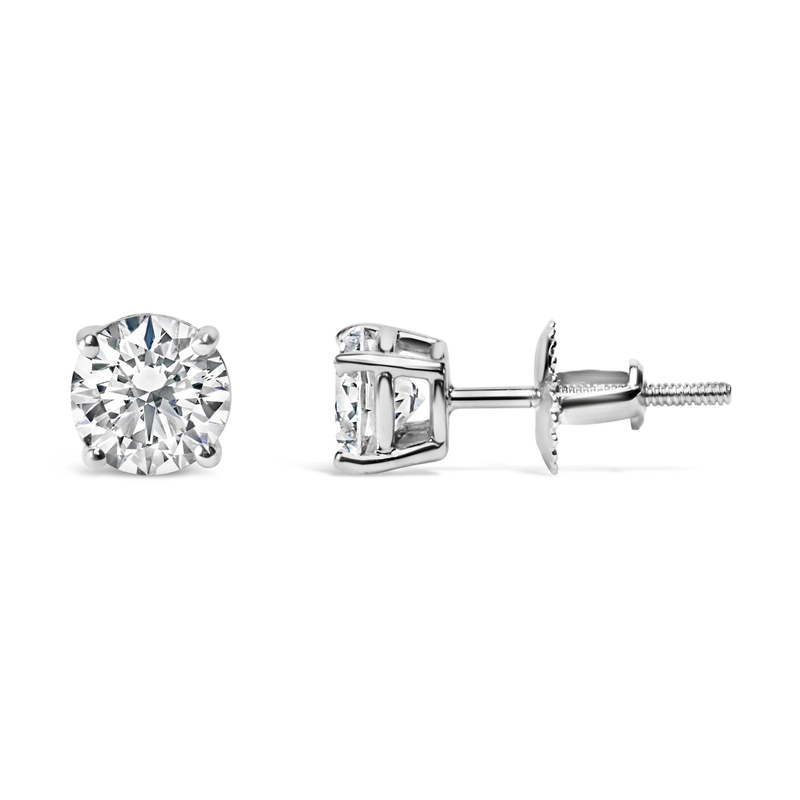 14K Gold Round Brilliant Cut Lab Grown Diamond 4-Prong Classic Solitaire Stud Earrings