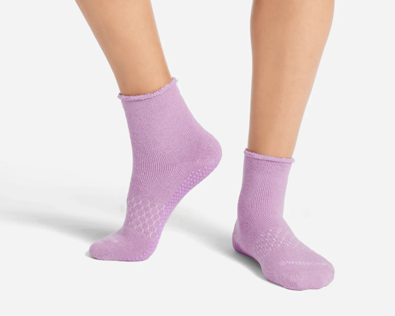Women's Merino Wool Blend Roll-Top Gripper House Socks