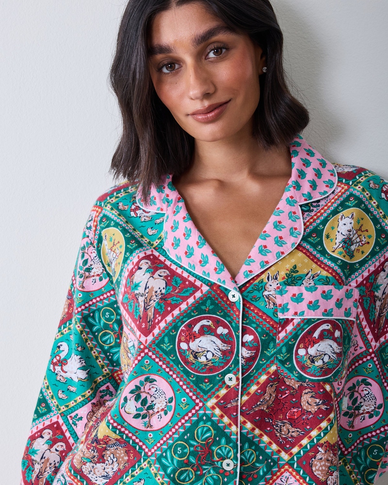 Long PJ Set in 12 Days of Christmas, Vintage Holiday