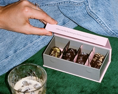 Chocolate Covered Stuffed Dates 4-Piece Gift Box
