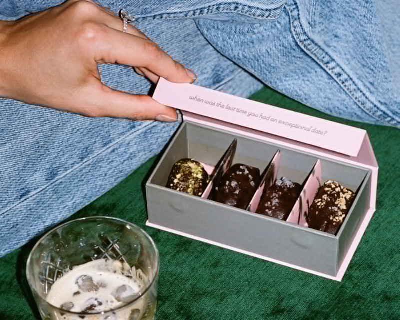 Chocolate Covered Stuffed Dates 4-Piece Gift Box