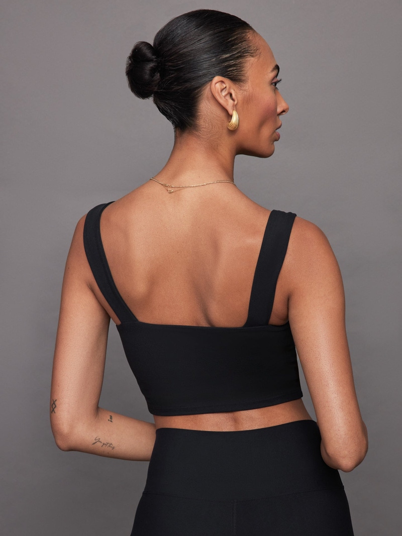 Square Neck Bra Top in Melt, Black