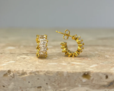 White Crystal Hoop Earrings