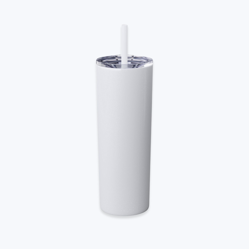 Skinny Tumbler with Straw in Glossy Finish, 20oz