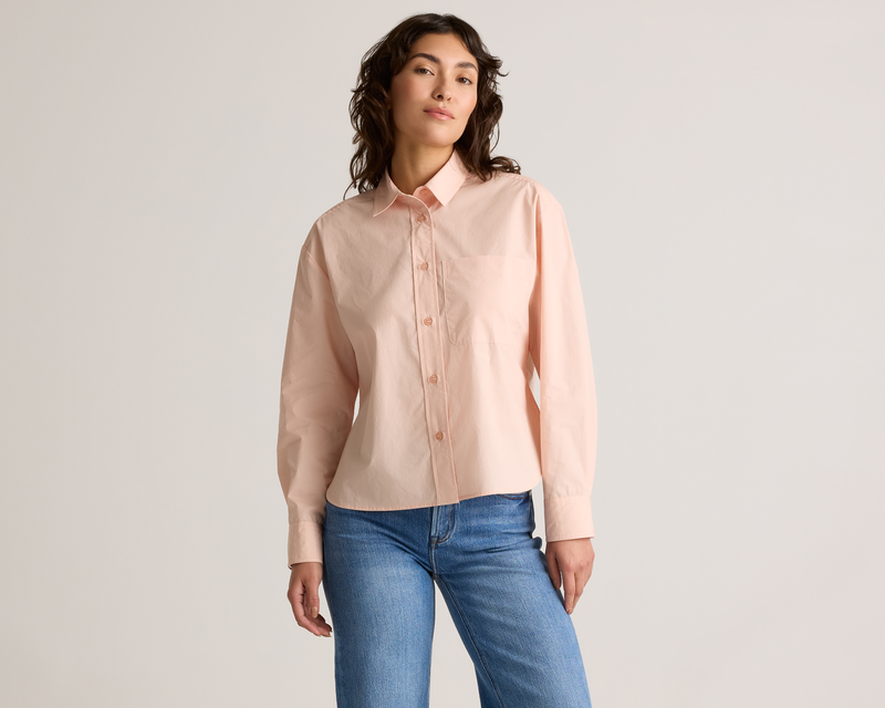 100% Organic Cotton Poplin Cropped Long Sleeve Shirt