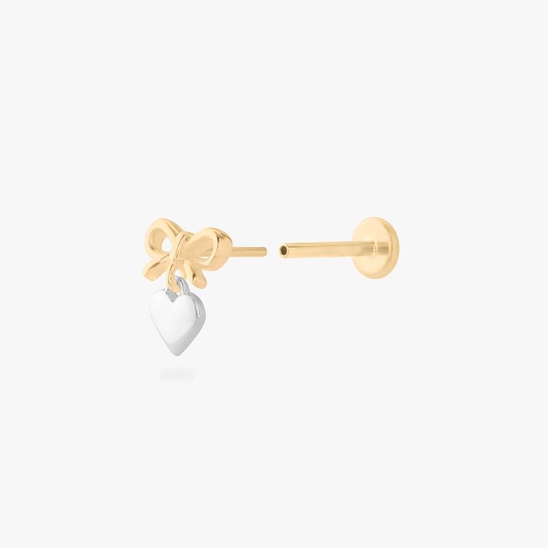 Two Tone Bow Flatback Stud, Single