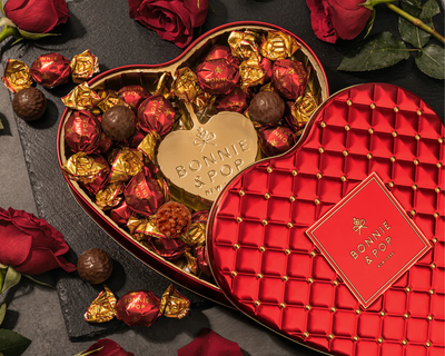 Heart-Shaped Tin with Chocolate Hazelnut Bon Bons