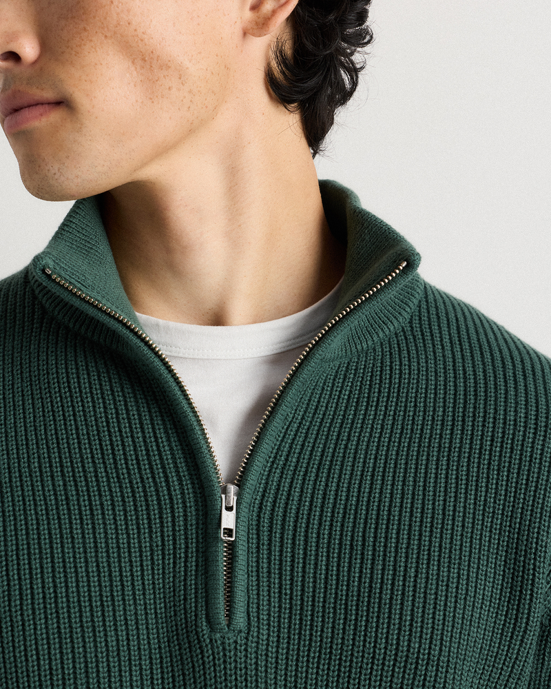 100% Organic Cotton Ribbed Quarter Neck Sweater