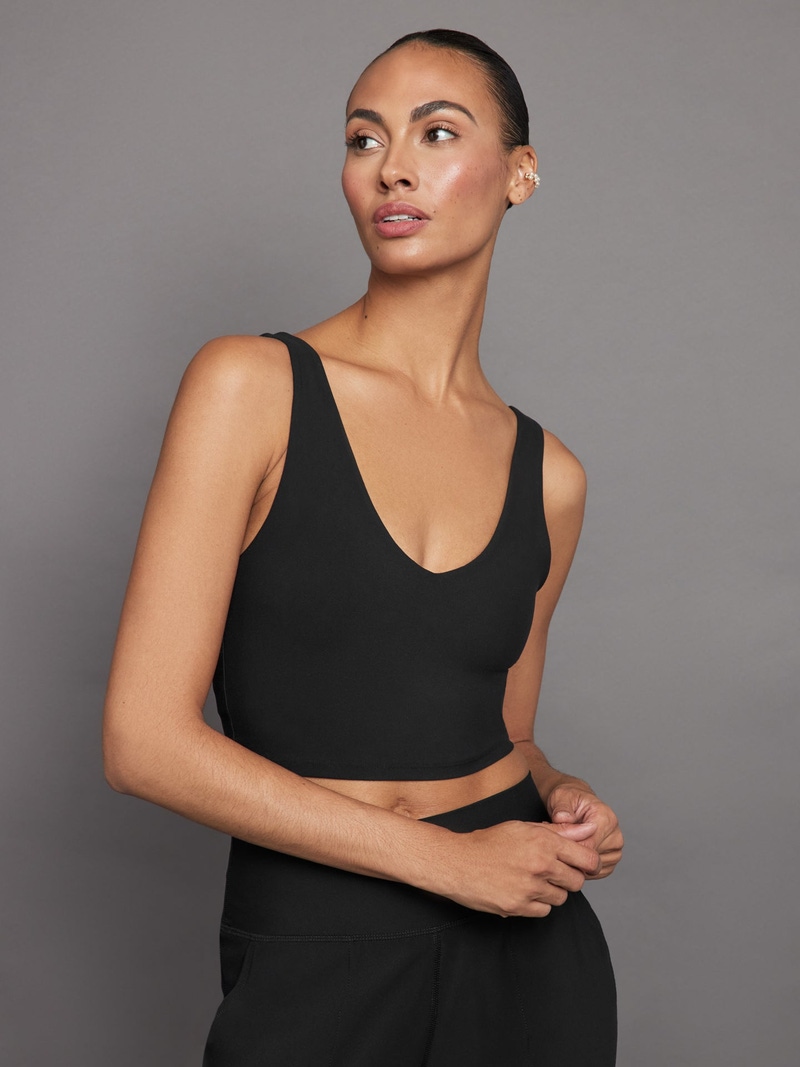 V-Neck Longline Bra in Melt, Black