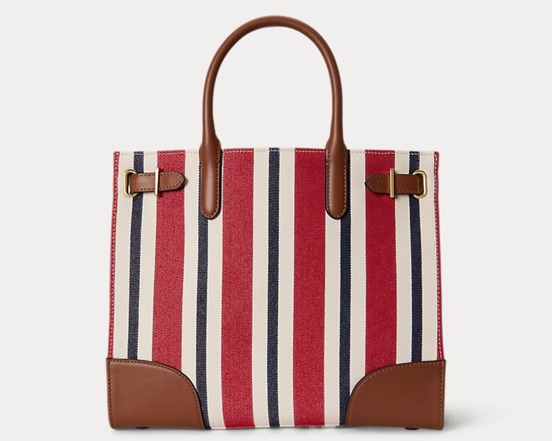 Striped Canvas Medium Devyn Tote Bag