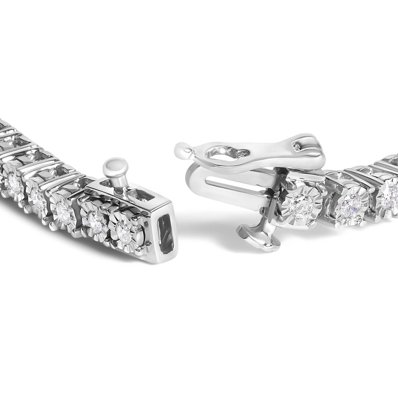 Sterling Silver Lab Grown Diamond Illusion-Set Miracle Plate Tennis Bracelet