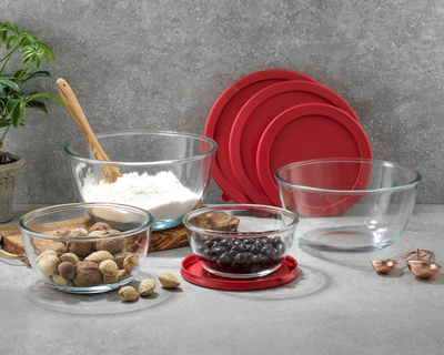 Large Glass Mixing Bowls with Lids, Set of 4