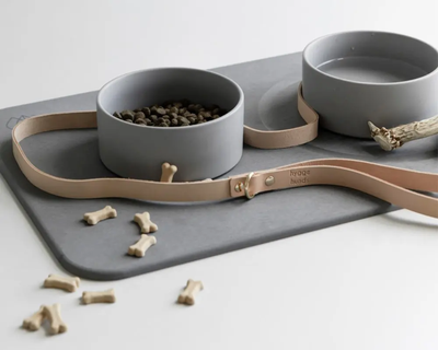 Dog Bowls + Stone Base