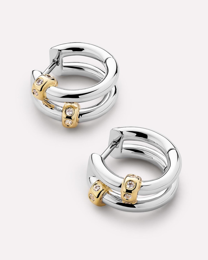 Cyrus Double Silver Earrings