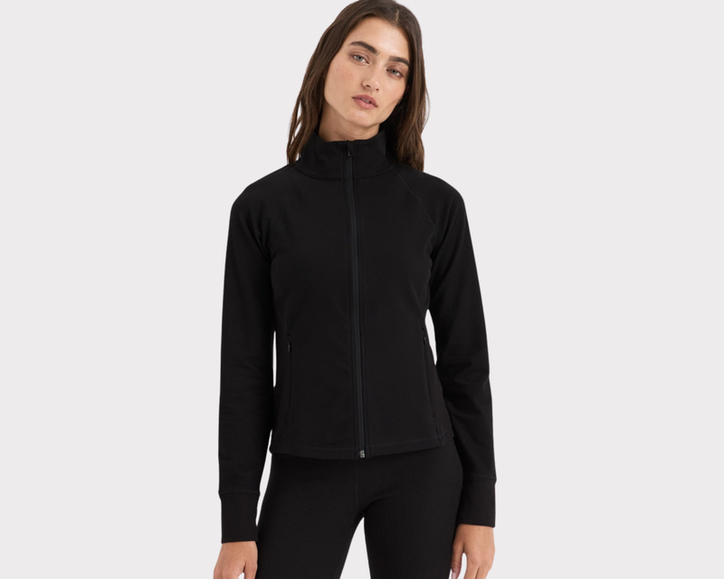 Women's Organic On The Go-To Slim Zip Up Jacket, Black