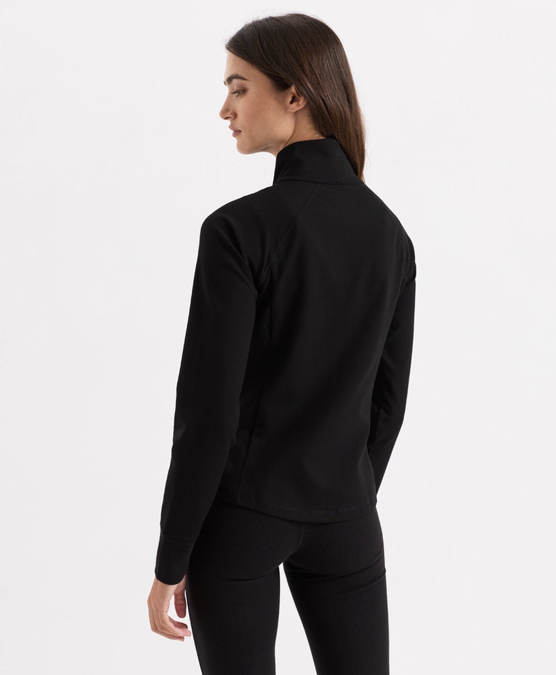 Women's Organic On The Go-To Slim Zip Up Jacket, Black