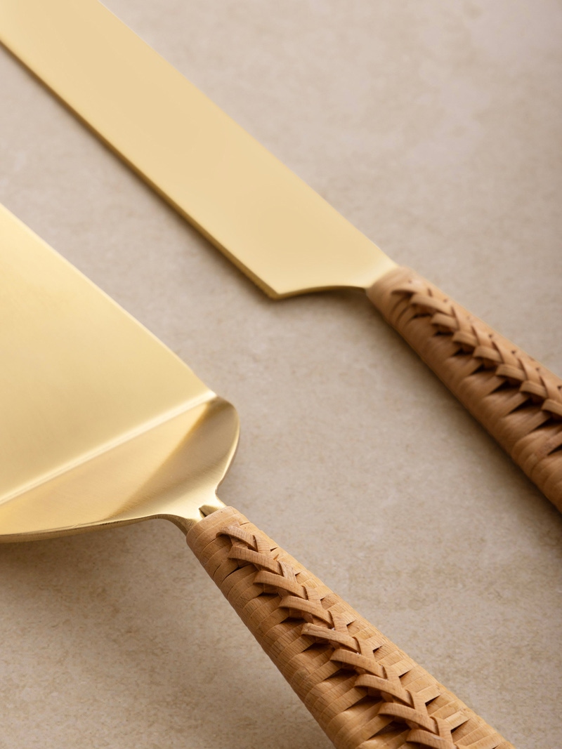 Helsinki Rattan Cake Servers