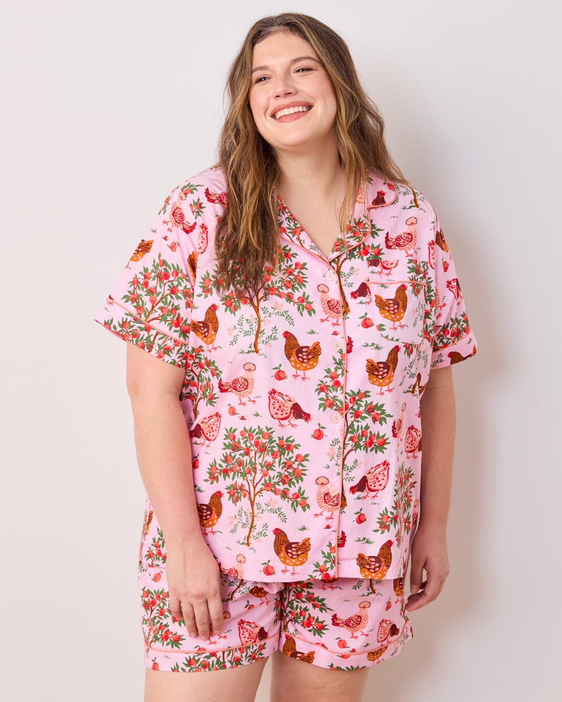 Short PJ Set in Hen House, Ballet Pink