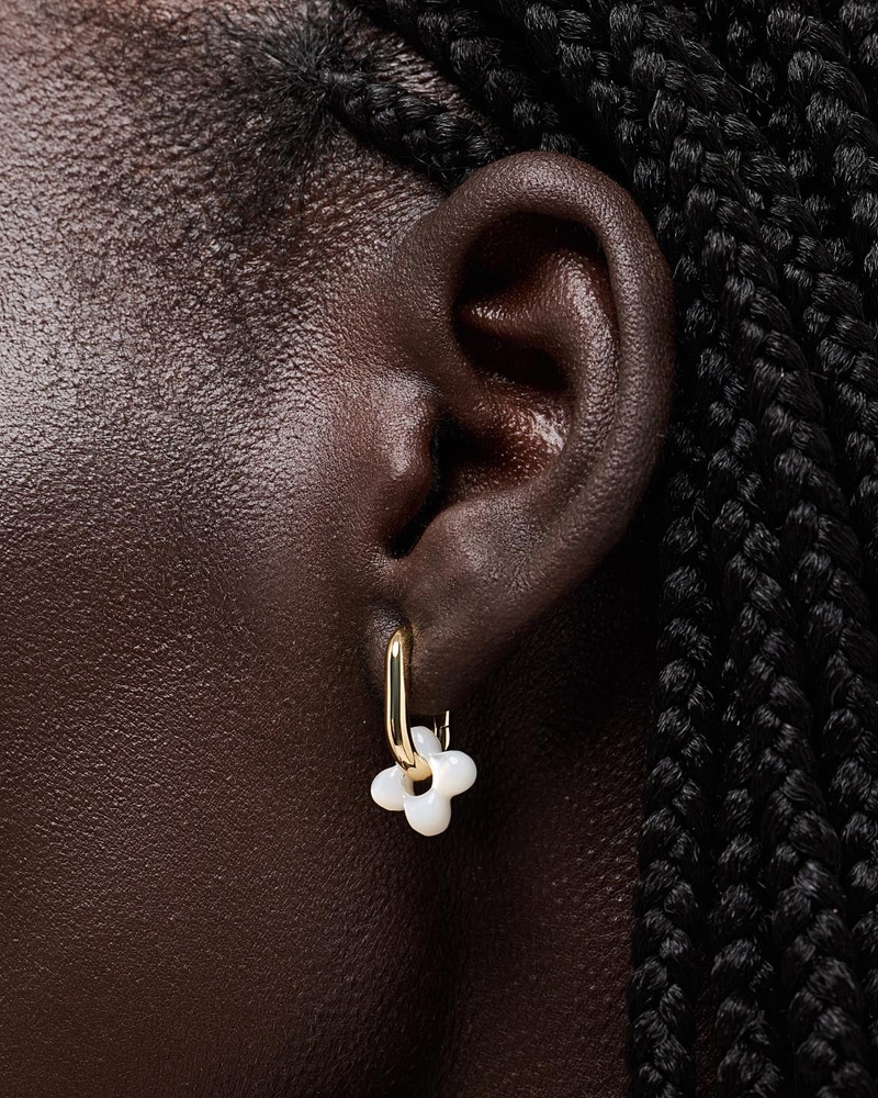 Cassia Hoops Mother of Pearl Flower Earrings