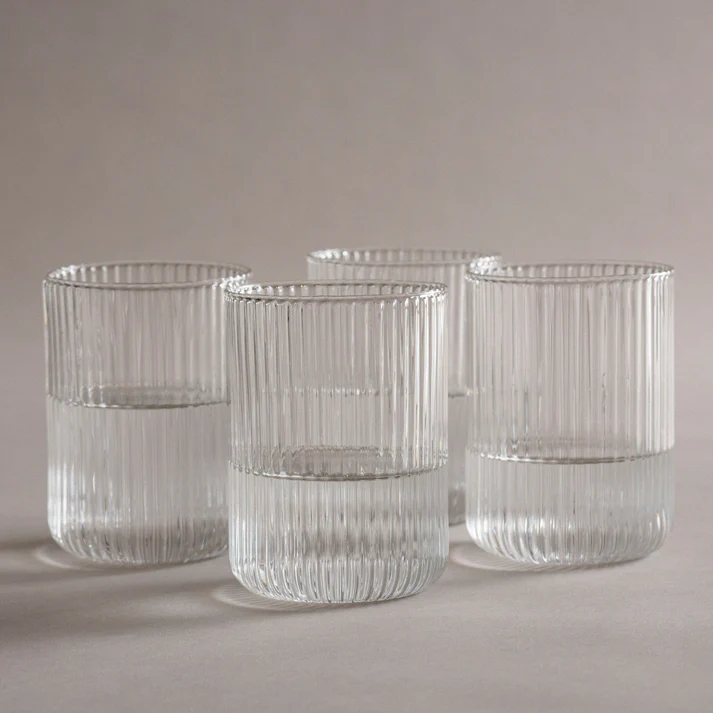 Ribbed Glass Tumbler Set of 4