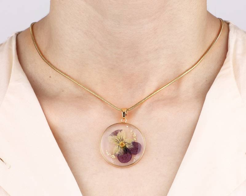 Pressed Birth Flower Necklace