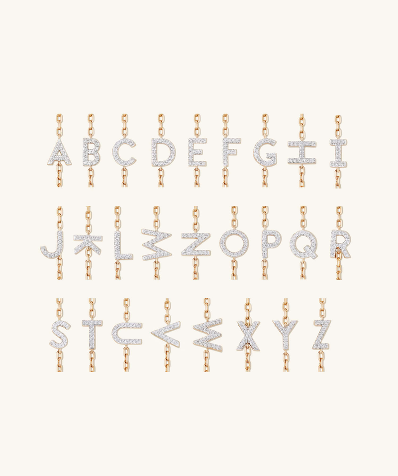14K Gold Diamond Letter Bracelet