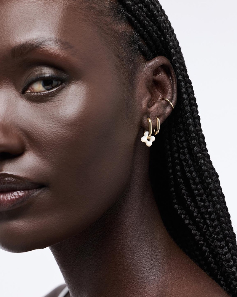 Cassia Hoops Mother of Pearl Flower Earrings