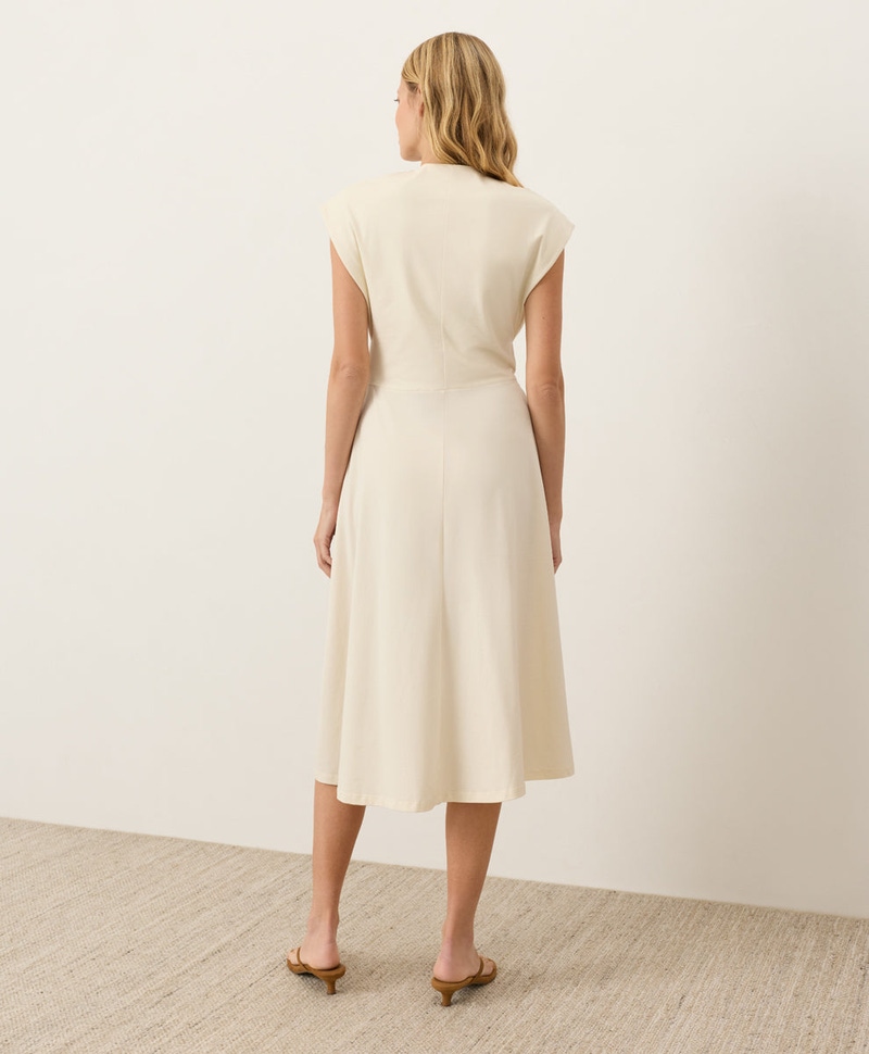 Women's Organic Fit & Flare V-Neck Twist Dress, Vanilla