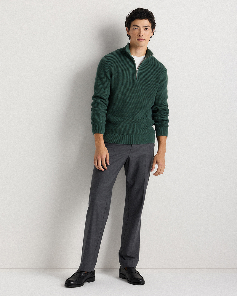 100% Organic Cotton Ribbed Quarter Neck Sweater