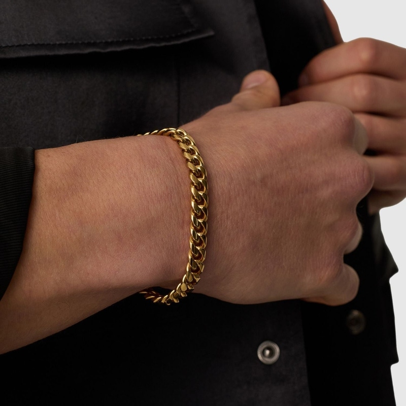 18K Gold Cuban Bracelet 8mm