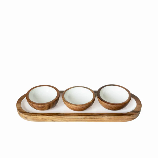 Dipping Bowl and Serving Tray 4-Piece Set