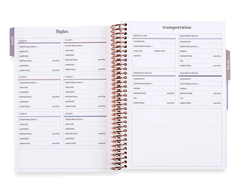 A5 Travel Journal Vacation Planner