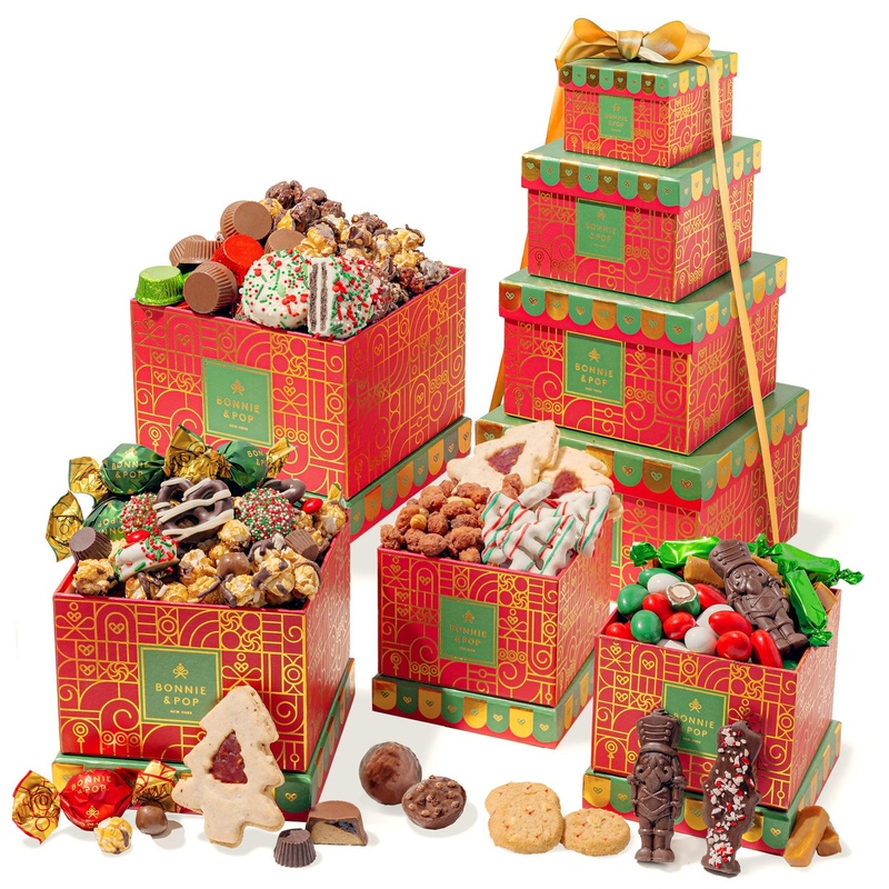 Three-Tier Tower of Holiday Chocolates, Caramels & Treats