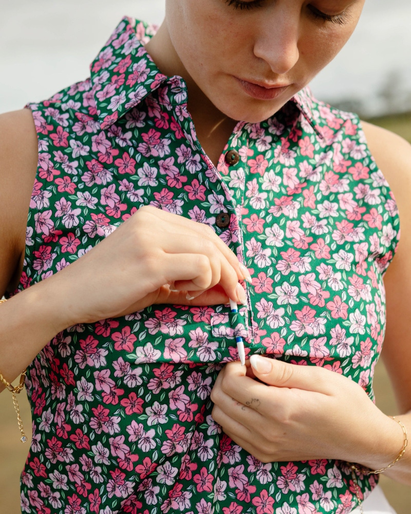 The Azaleas Sleeveless Golf Polo