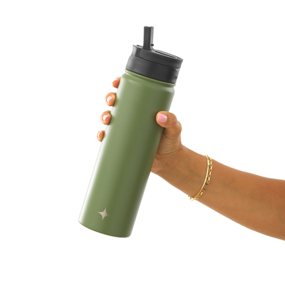 22oz Vacuum Insulated Water Bottle with Flip Lid & Sport Straw