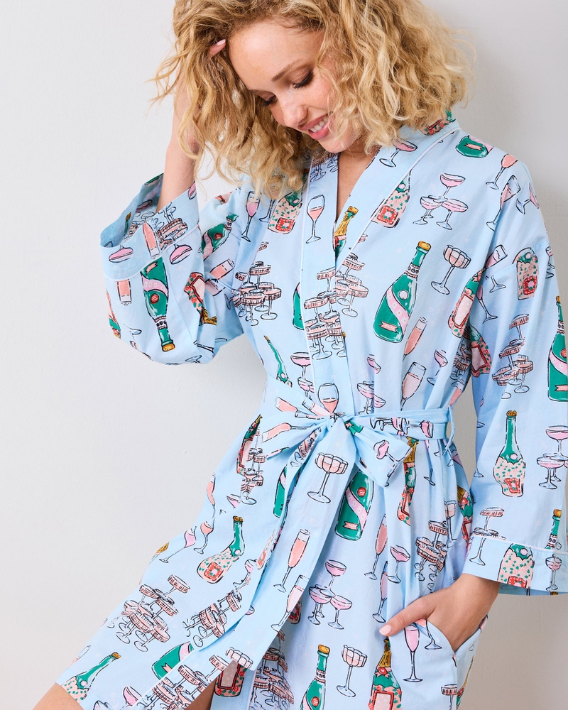 Getting Ready Robe Champagne Towers, Soft Blue
