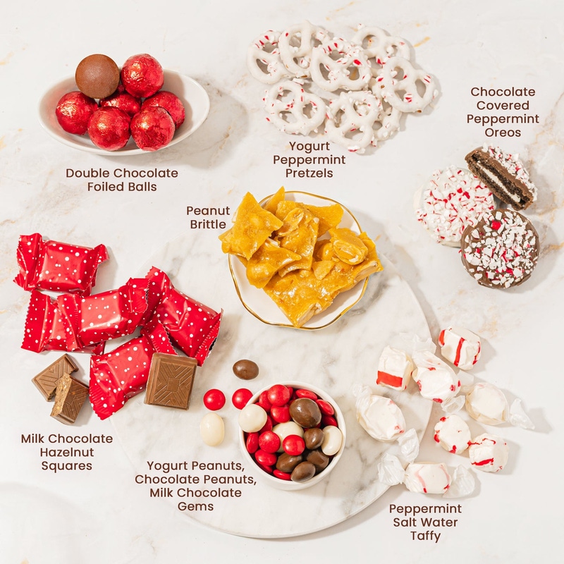 Holiday Gift Assortment Box with Chocolates, Nuts & Caramels