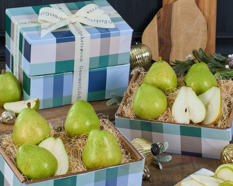 Happy Holidays Pears Fruit Gift Tower
