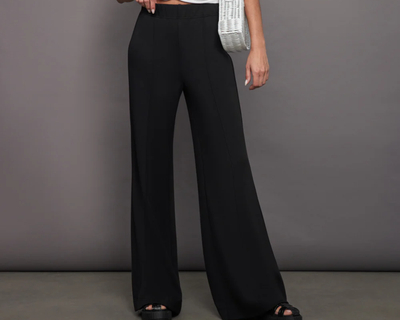 Pintuck Knit Pant in Interlock, Black