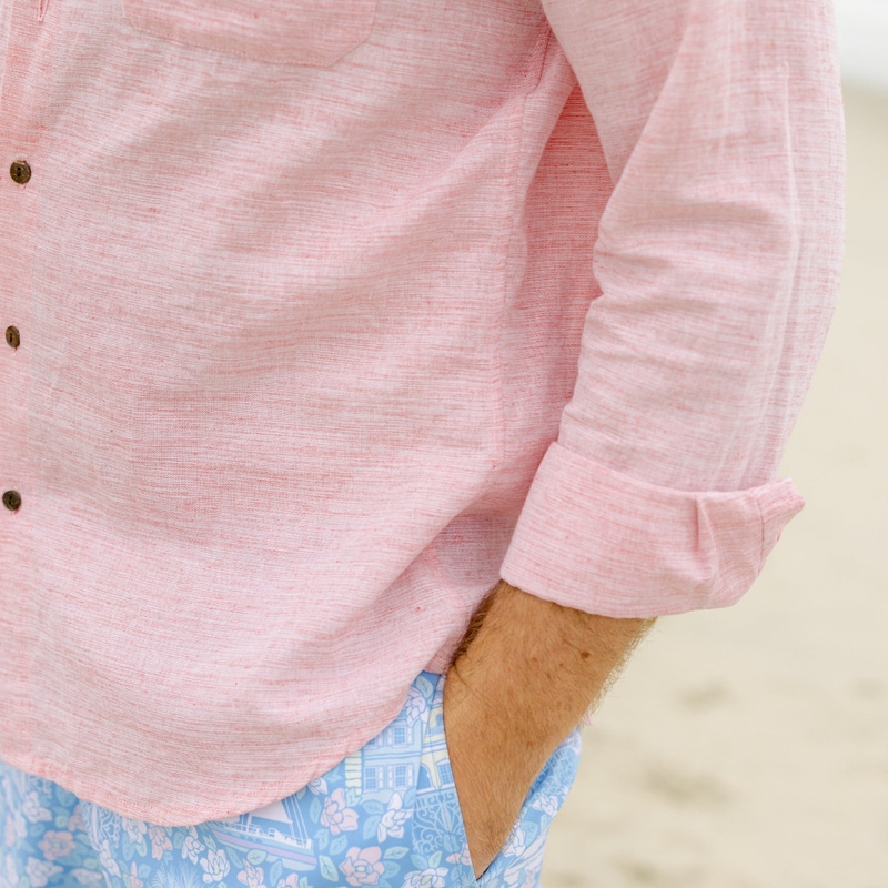 The Rosé Blusher Long Sleeve Linen Shirt