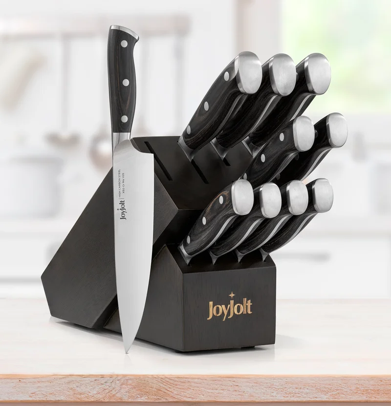 11-Piece High Carbon Steel Kitchen Knife Set and Block