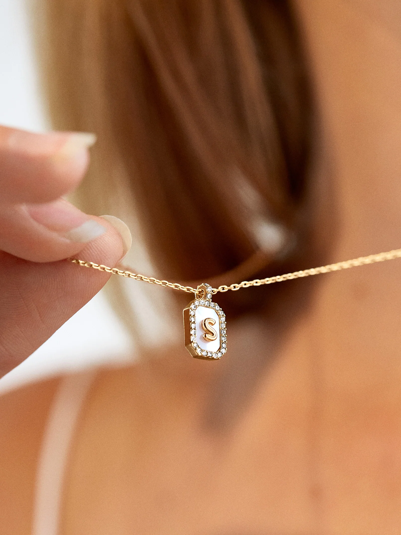Gold & Mother of Pearl Initial Necklace